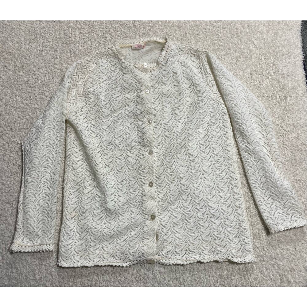 VTG DonnKenny Grannycore Academia Womens Small ButtonUp Crochet Cardigan Sweater